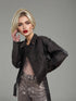 DAMEN KURZARM BIKERJACKE – PU-LEDER MIT GÜRTEL